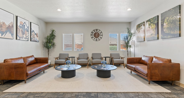 View of the Oak Ridge Recovery Waiting Room with couches and chairs